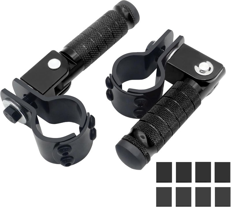 JXPANG M8 Motorcycle CNC Aluminum 90 Degree Folding Rearsets Folded Motorbike Footrest Bicycle Footpegs Foot Pegs Pedal Universal (Black) - Image 1